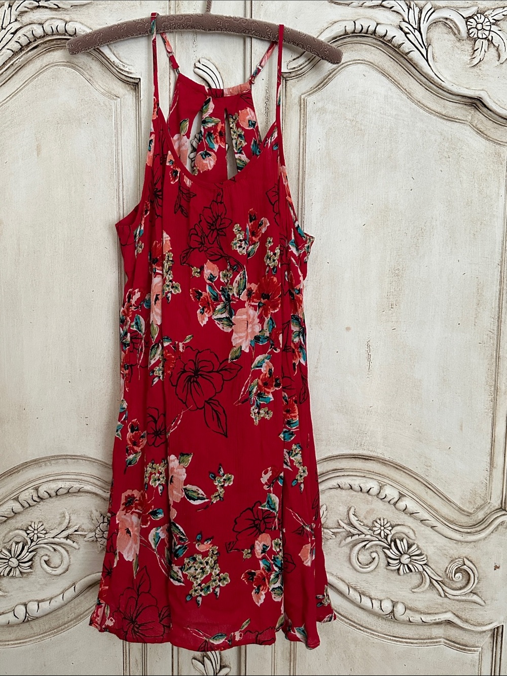 Band of Gypsies Red Floral Slip Mini Dress